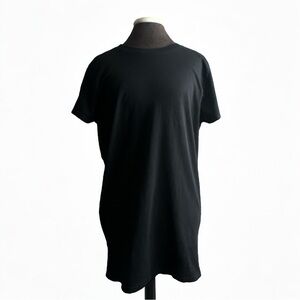 Black crew neck T-shirt dress Tunic with open back and adjustable strap sz SMALL